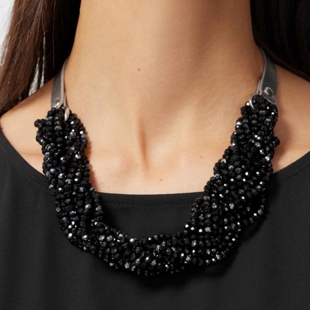 Chico’s Black Lumi Bib Necklace